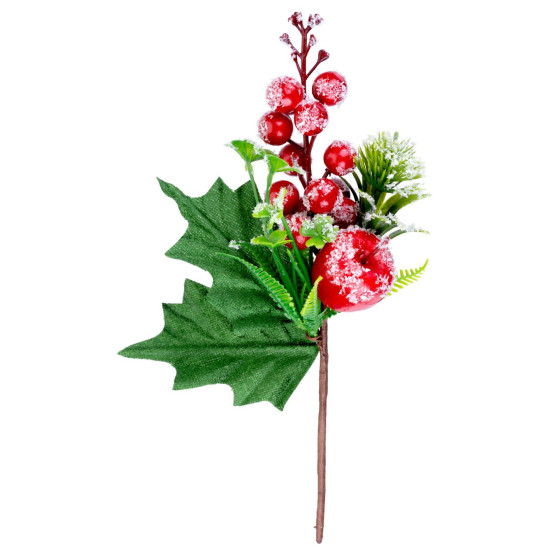Jõuluoks MagicHome, marjade ja õunaga, punane, härmatisefekt, 22 cm Jõuluoks MagicHome, marjade ja õunaga, punane, härmatisefekt, 22 cm