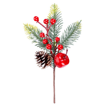 Twig MagicHome Christmas, with apple and berries, 23 cm Twig MagicHome Christmas, with apple and berries, 23 cm