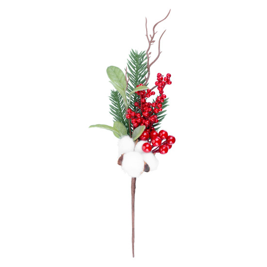 Twig MagicHome Christmas, with berries and cotton, 34 cm