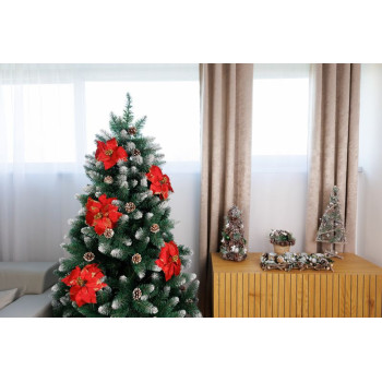 Flower MagicHome Christmas, Poinssetia, red, stem, flower size: 35 cm
