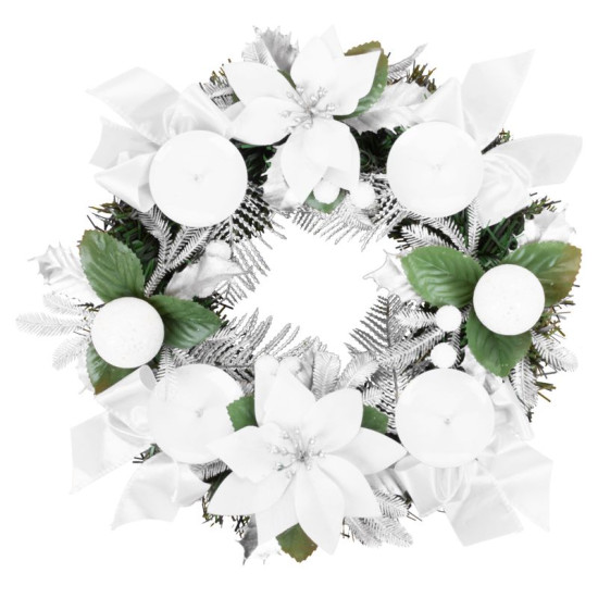 MagicHome Christmas wreath, Advent, white, 25 cm MagicHome Christmas wreath, Advent, white, 25 cm