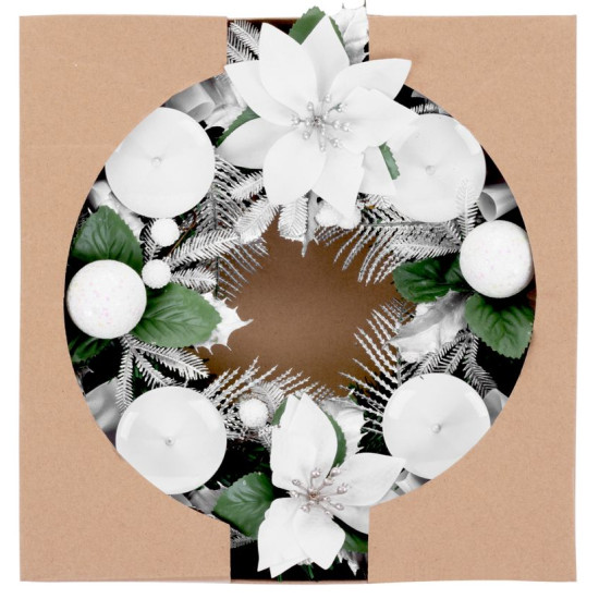 MagicHome Christmas wreath, Advent, white, 25 cm MagicHome Christmas wreath, Advent, white, 25 cm