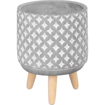 Decoration MagicHome, Flower pot with mosaic, grey, cement, 13x13x12 cm