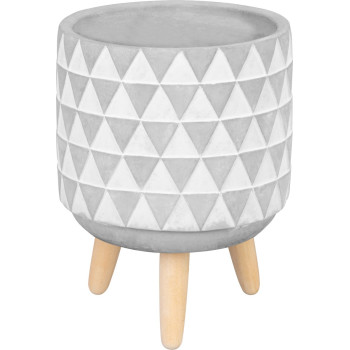 Decoration MagicHome, Flower pot with mosaic, white/grey, cement, 13x13x12 cm