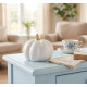 Decoration MagicHome ,Pumpkin with golden stem, white, porcelain, 12,7x12,3x10,8 cm Decoration MagicHome ,Pumpkin with golden stem, white, porcelain, 12,7x12,3x10,8 cm
