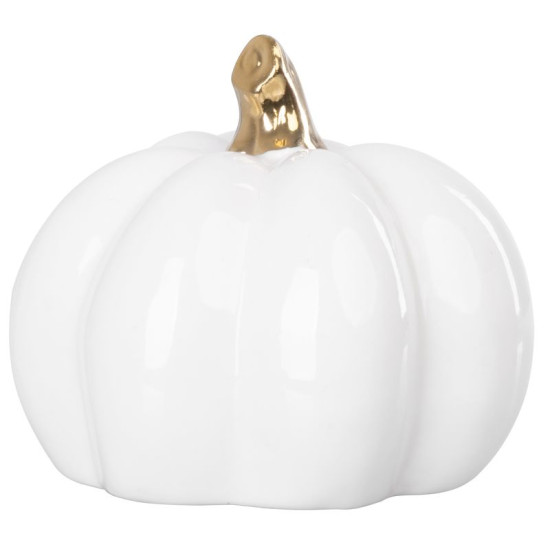 Decoration MagicHome ,Pumpkin with golden stem, white, porcelain, 12,7x12,3x10,8 cm Decoration MagicHome ,Pumpkin with golden stem, white, porcelain, 12,7x12,3x10,8 cm