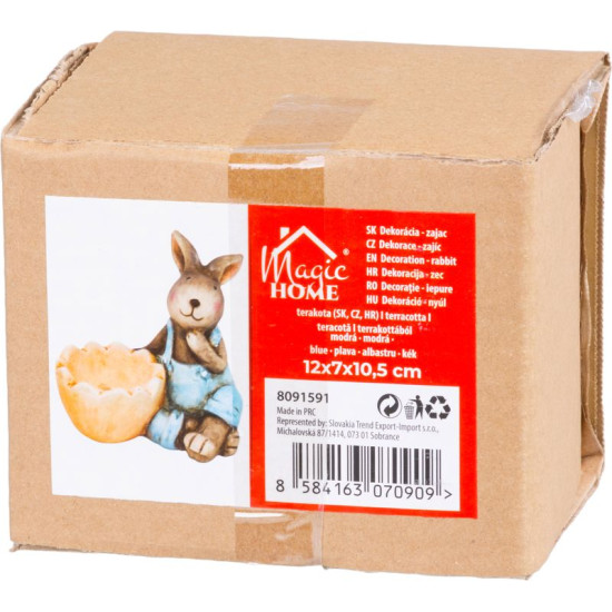 Decoration MagicHome, Rabbit, easter, blue, terakota, 12x7x10,5 cm