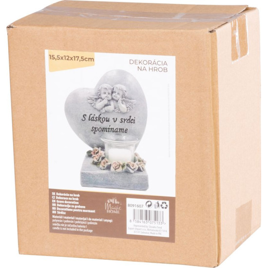 Dekoratsioon MagicHome, Inglitega süda, polüresiin, haua jaoks, 15,5x12x17,5 cm Dekoratsioon MagicHome, Inglitega süda, polüresiin, haua jaoks, 15,5x12x17,5 cm