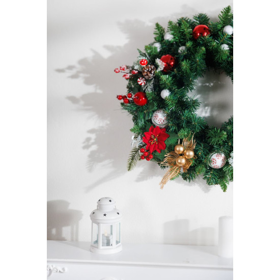 MagicHome Christmas lantern, white, with LED candle, warm white, 10x15/20 cm