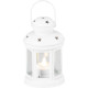 MagicHome Christmas lantern, white, with LED candle, warm white, 10x15/20 cm
