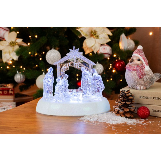 LED jõulukaunistus MagicHome Bethlehem, 7x LED, 3xAAA, akrüül, 19,5x14x17,5 cm
