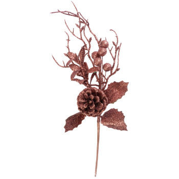 MagicHome Christmas twig, with berries and cone, gold, 30 cm MagicHome Christmas twig, with berries and cone, gold, 30 cm