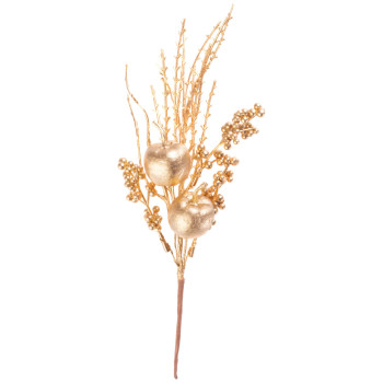 Twig MagicHome Christmas, with apples and berries, gold, 30 cm Twig MagicHome Christmas, with apples and berries, gold, 30 cm