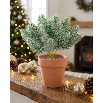 MagicHome Christmas decoration, twigs in a pot, snowy, 20 cm