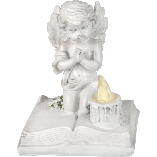 MagicHome decoration, Praying angel on a book, LED, polyresin, for the grave, 11.5x7.5x13.5 cm MagicHome decoration, Praying angel on a book, LED, polyresin, for the grave, 11.5x7.5x13.5 cm