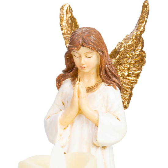 MagicHome decoration, Angel with candle, LED, polyresin, for the grave, 10.5x14x20 cm MagicHome decoration, Angel with candle, LED, polyresin, for the grave, 10.5x14x20 cm