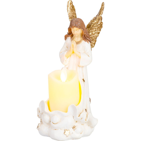 MagicHome decoration, Angel with candle, LED, polyresin, for the grave, 10.5x14x20 cm MagicHome decoration, Angel with candle, LED, polyresin, for the grave, 10.5x14x20 cm