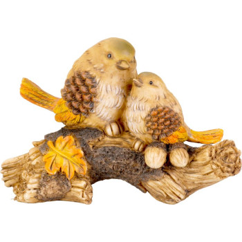 Decoration MagicHome Nature, Birds on a stump, polyresin, 24x10.5x15.5 cm