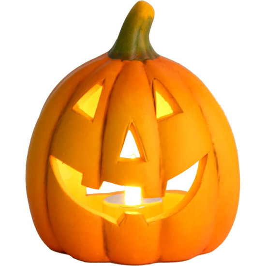MagicHome Nature decoration, Smiling pumpkin, terracotta, 13x10x15 cm