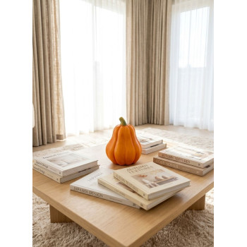 MagicHome Nature decoration, Pumpkin, orange, terracotta, 7.5x7.5x10 cm