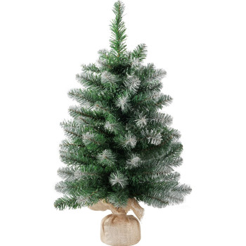 MagicHome Christmas tree Belo, fir in jute, snowy ends, extra thick, 60 cm