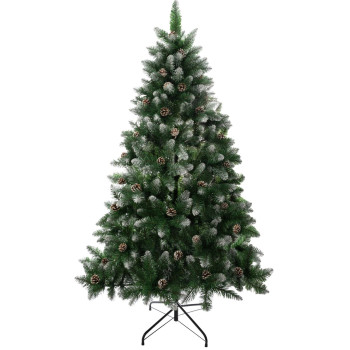 MagicHome Christmas tree Albero, fir, snowy ends, with pine cones, 180 cm