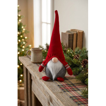 MagicHome Christmas, Коротконогий эльф, ткань, красно-серый, 15x9x33 см