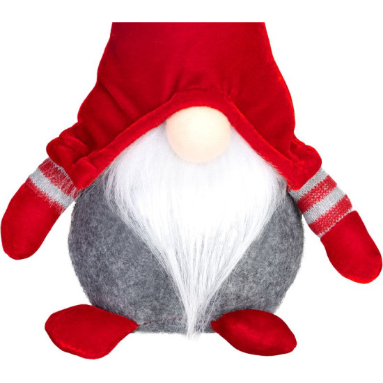 MagicHome Christmas, Short-legged Elf, fabric, red-grey, 15x9x33 cm