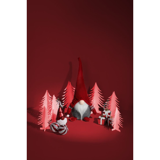 MagicHome Christmas, Short-legged Elf, fabric, red-grey, 15x9x33 cm