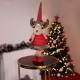 MagicHome Christmas figurine, Reindeer doe with scarf, fabric, red, 18x16x55 cm
