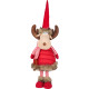 MagicHome Christmas figurine, Reindeer doe with scarf, fabric, red, 18x16x55 cm
