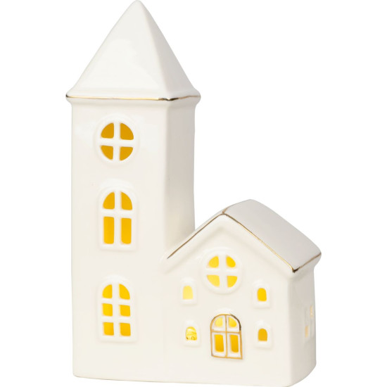 MagicHome украшение, Дом с церковью, светодиодный, белый, фарфор, 11,2x5,5x17,4 см MagicHome украшение, Дом с церковью, светодиодный, белый, фарфор, 11,2x5,5x17,4 см