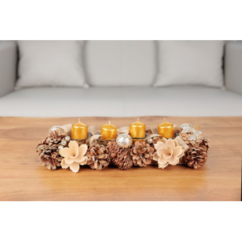 Икебана MagicHome Christmas, натуральная, Адвент, кремовая, 44x15x9 см