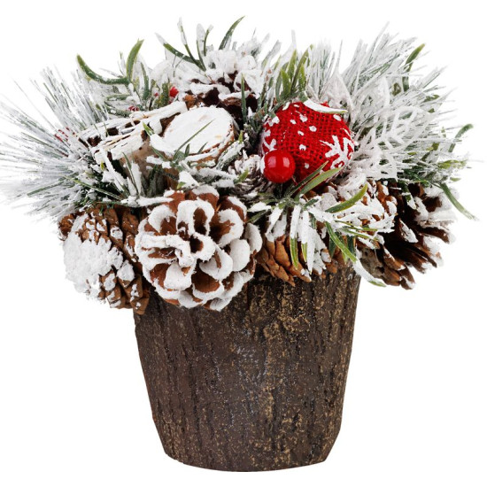 Ikebana MagicHome Christmas, lumiste harjastega, deva imitatsioon 18 cm Ikebana MagicHome Christmas, lumiste harjastega, deva imitatsioon 18 cm