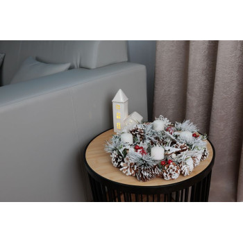 MagicHome Christmas wreath, with snowy brambles, Advent, 31x8.5 cm MagicHome Christmas wreath, with snowy brambles, Advent, 31x8.5 cm