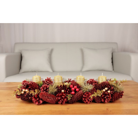 Икебана MagicHome Christmas, натуральный, красный, Адвент, 50x16x9 см Икебана MagicHome Christmas, натуральный, красный, Адвент, 50x16x9 см