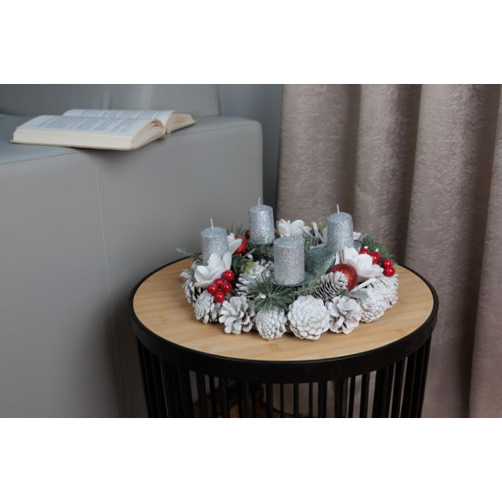 MagicHome Christmas wreath, natural, white, Advent, 30 cm MagicHome Christmas wreath, natural, white, Advent, 30 cm