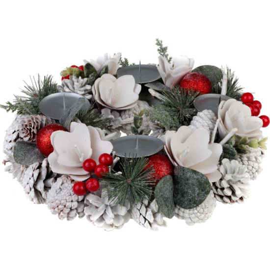 MagicHome Christmas wreath, natural, white, Advent, 30 cm MagicHome Christmas wreath, natural, white, Advent, 30 cm