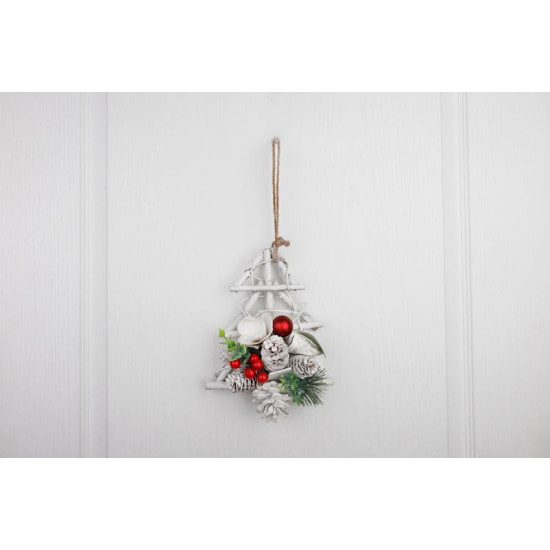 Kaunistus MagicHome Christmas, harjaste ja männikäbidega kuusk, rippuv, 18x6x20 cm