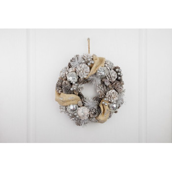 MagicHome Christmas wreath, natural, cream, hanging, 33x9 cm MagicHome Christmas wreath, natural, cream, hanging, 33x9 cm