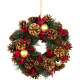 MagicHome Christmas wreath, natural, hanging, with red flowers, 30x8 cm MagicHome Christmas wreath, natural, hanging, with red flowers, 30x8 cm