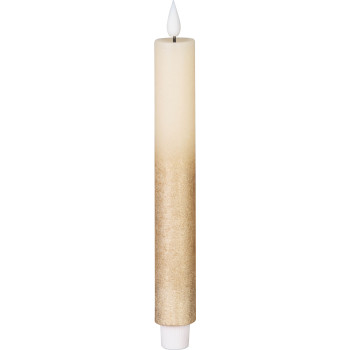 MagicHome jõuluküünal, LED, 2xAAA, üksikvalgusti, taimer, kreem/kuldne, metallikefekt, 3x25 cm