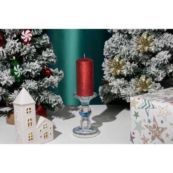 MagicHome Christmas candle stand, glass, 8.5x14 cm MagicHome Christmas candle stand, glass, 8.5x14 cm