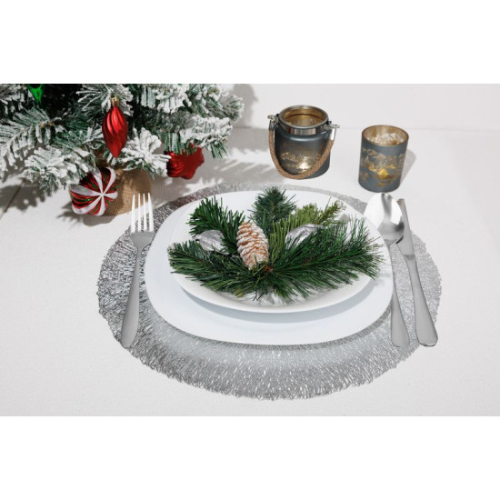 Küünlajalg MagicHome Christmas, hall, maastikuga, palmikuga, 10x10 cm Küünlajalg MagicHome Christmas, hall, maastikuga, palmikuga, 10x10 cm