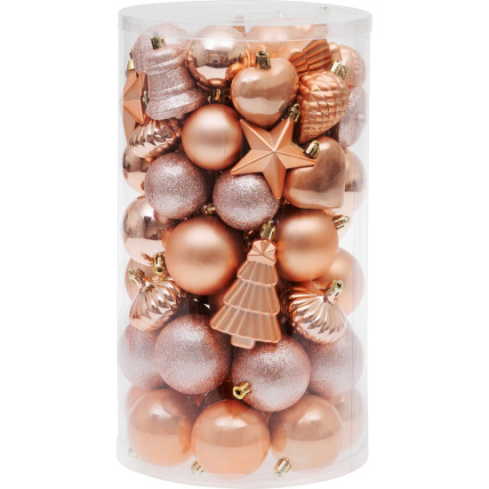 MagicHome Christmas balls, set, 65 pcs, rose gold, mix, for the Christmas tree