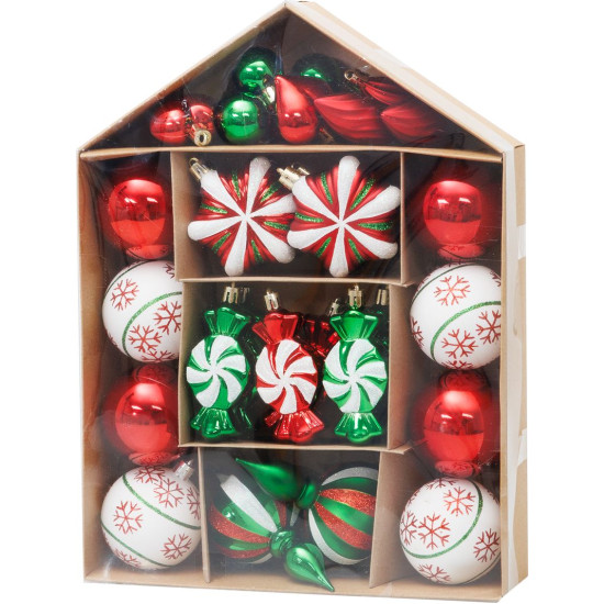 MagicHome jõulupallid, komplekt, 32 tk, punane-roheline-valge, mix, jõulupuule MagicHome jõulupallid, komplekt, 32 tk, punane-roheline-valge, mix, jõulupuule