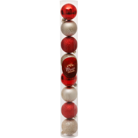 MagicHome Christmas balls, 8 pcs, white-bronze, for the Christmas tree, 5 cm, Sellbox 36 tubes MagicHome Christmas balls, 8 pcs, white-bronze, for the Christmas tree, 5 cm, Sellbox 36 tubes