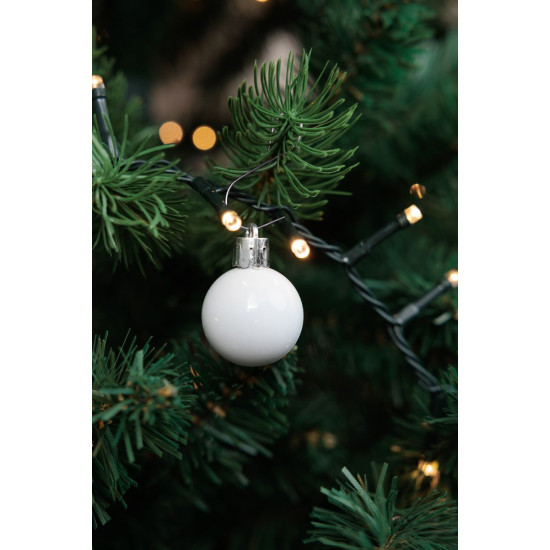 MagicHome jõulupallid, 24 tk, komplekt, valge, jõulupuule, 3 cm
