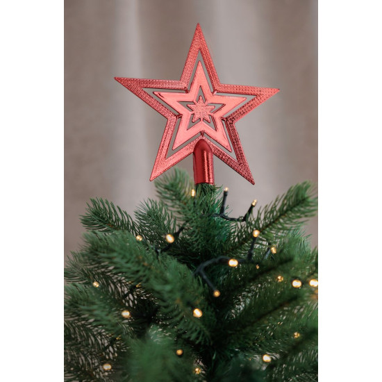 MagicHome Christmas decoration, 1 pc, 20 cm, star, red, for the Christmas tree MagicHome Christmas decoration, 1 pc, 20 cm, star, red, for the Christmas tree