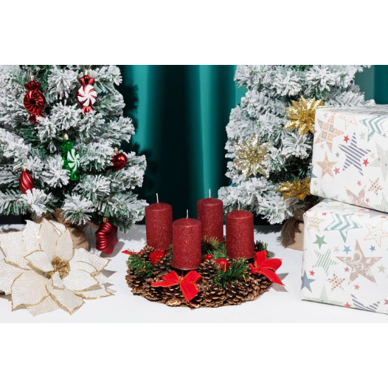 Küünal MagicHome Christmas, 4,8x8 cm, silindriline, pakk. 4 tk, punane, sädelusega, advend Küünal MagicHome Christmas, 4,8x8 cm, silindriline, pakk. 4 tk, punane, sädelusega, advend